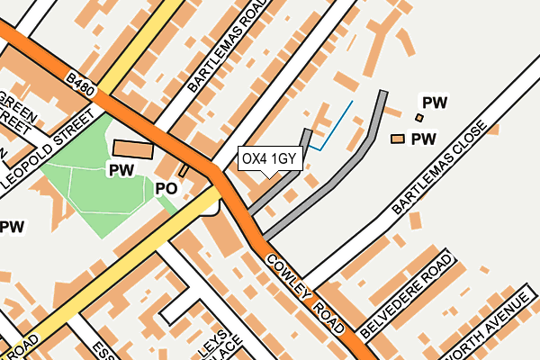 OX4 1GY map - OS OpenMap – Local (Ordnance Survey)