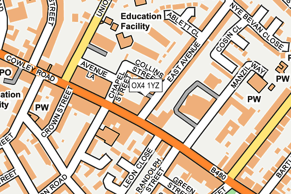 OX4 1YZ map - OS OpenMap – Local (Ordnance Survey)