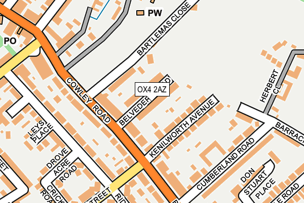 OX4 2AZ map - OS OpenMap – Local (Ordnance Survey)