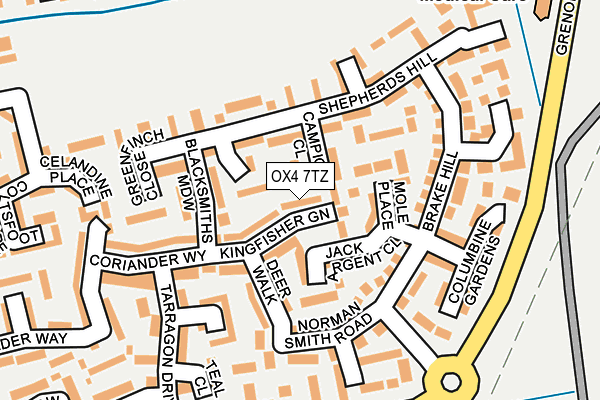 OX4 7TZ map - OS OpenMap – Local (Ordnance Survey)