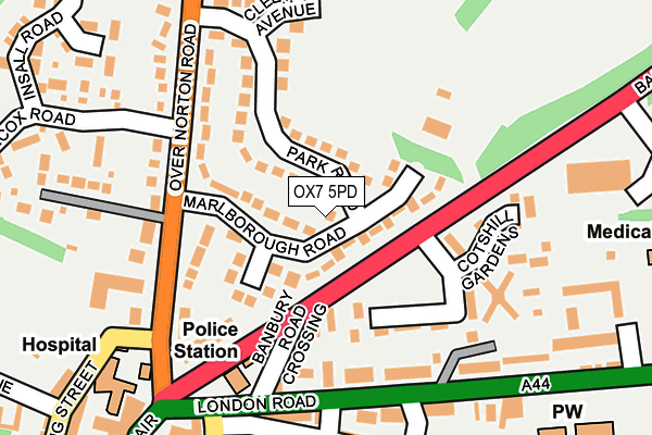 OX7 5PD map - OS OpenMap – Local (Ordnance Survey)