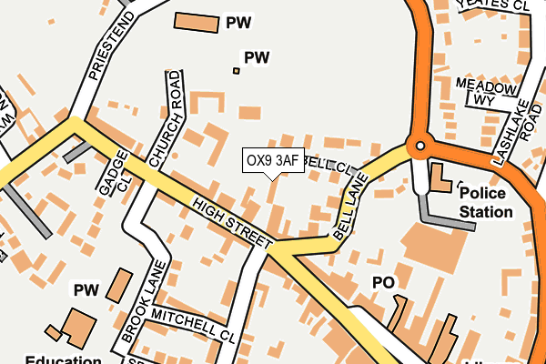 OX9 3AF map - OS OpenMap – Local (Ordnance Survey)