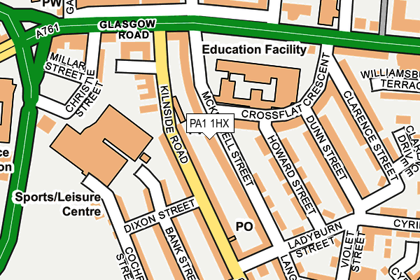 PA1 1HX map - OS OpenMap – Local (Ordnance Survey)