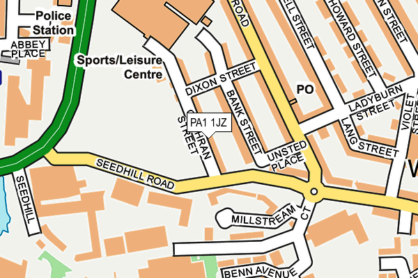 PA1 1JZ map - OS OpenMap – Local (Ordnance Survey)