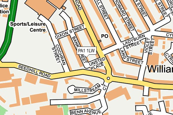 PA1 1LW map - OS OpenMap – Local (Ordnance Survey)