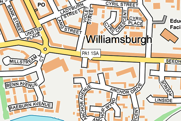 PA1 1SA map - OS OpenMap – Local (Ordnance Survey)