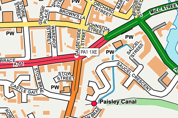 PA1 1XE map - OS OpenMap – Local (Ordnance Survey)