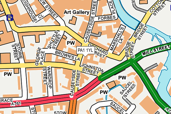 PA1 1YL map - OS OpenMap – Local (Ordnance Survey)