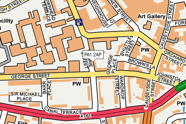 PA1 2AP map - OS OpenMap – Local (Ordnance Survey)
