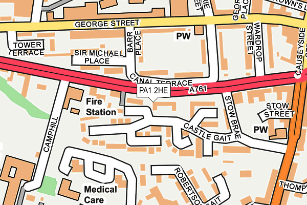 PA1 2HE map - OS OpenMap – Local (Ordnance Survey)