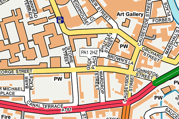 PA1 2HZ map - OS OpenMap – Local (Ordnance Survey)