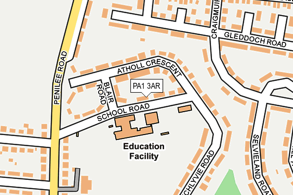 PA1 3AR map - OS OpenMap – Local (Ordnance Survey)