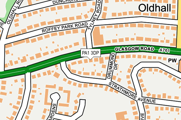 PA1 3DP map - OS OpenMap – Local (Ordnance Survey)