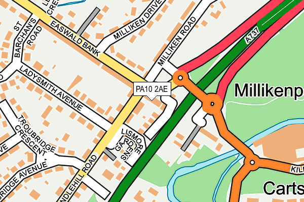 PA10 2AE map - OS OpenMap – Local (Ordnance Survey)