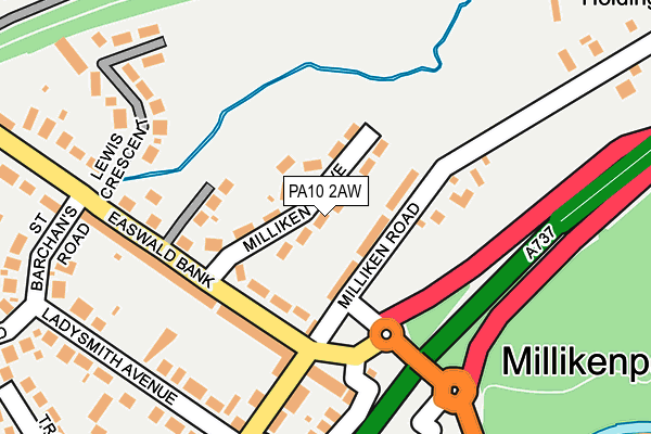 PA10 2AW map - OS OpenMap – Local (Ordnance Survey)