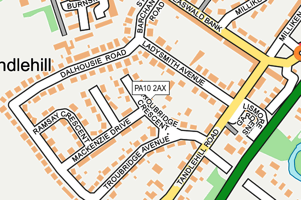 PA10 2AX map - OS OpenMap – Local (Ordnance Survey)