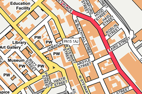 PA15 1AJ map - OS OpenMap – Local (Ordnance Survey)