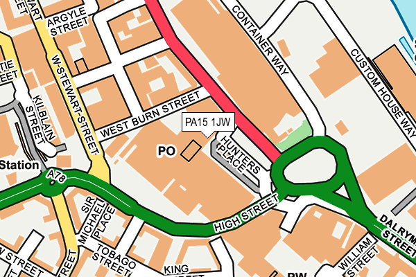 PA15 1JW map - OS OpenMap – Local (Ordnance Survey)