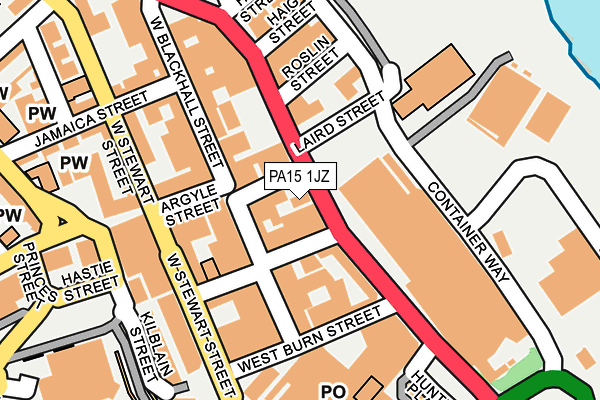 PA15 1JZ map - OS OpenMap – Local (Ordnance Survey)