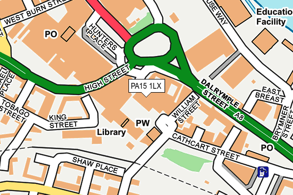 PA15 1LX map - OS OpenMap – Local (Ordnance Survey)
