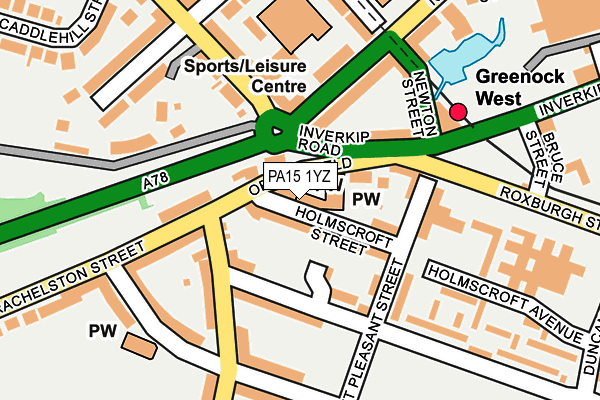 PA15 1YZ map - OS OpenMap – Local (Ordnance Survey)