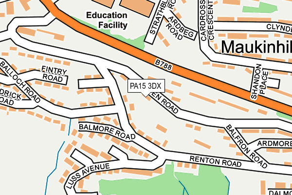 PA15 3DX map - OS OpenMap – Local (Ordnance Survey)