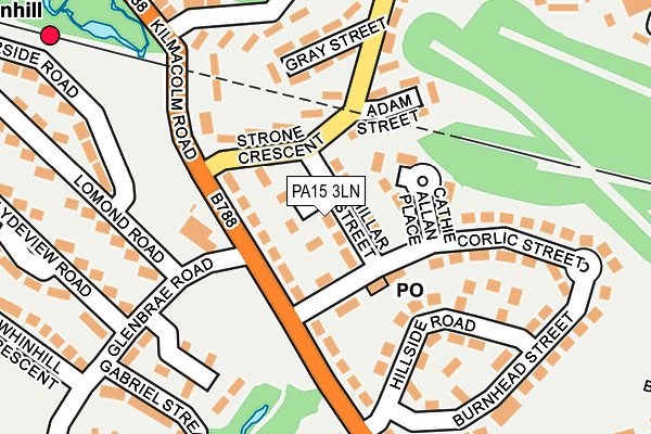 PA15 3LN map - OS OpenMap – Local (Ordnance Survey)