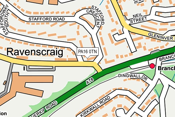 PA16 0TN map - OS OpenMap – Local (Ordnance Survey)