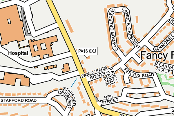 PA16 0XJ map - OS OpenMap – Local (Ordnance Survey)