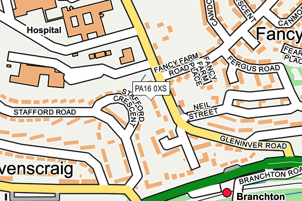 PA16 0XS map - OS OpenMap – Local (Ordnance Survey)