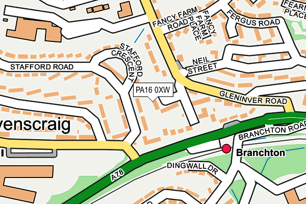 PA16 0XW map - OS OpenMap – Local (Ordnance Survey)