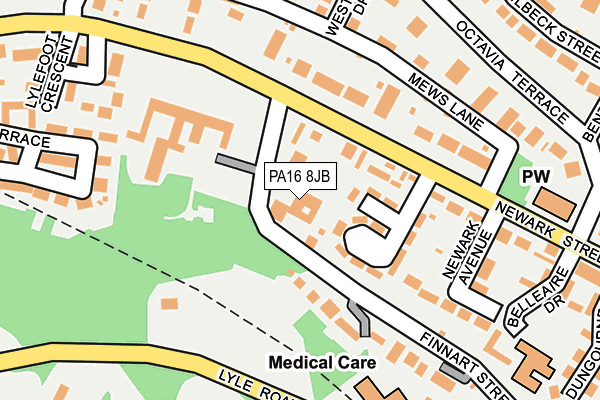PA16 8JB map - OS OpenMap – Local (Ordnance Survey)