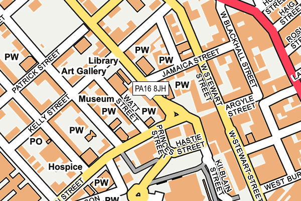 PA16 8JH map - OS OpenMap – Local (Ordnance Survey)