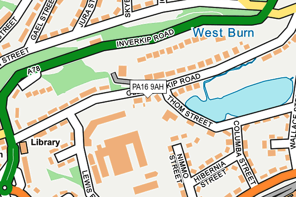 PA16 9AH map - OS OpenMap – Local (Ordnance Survey)