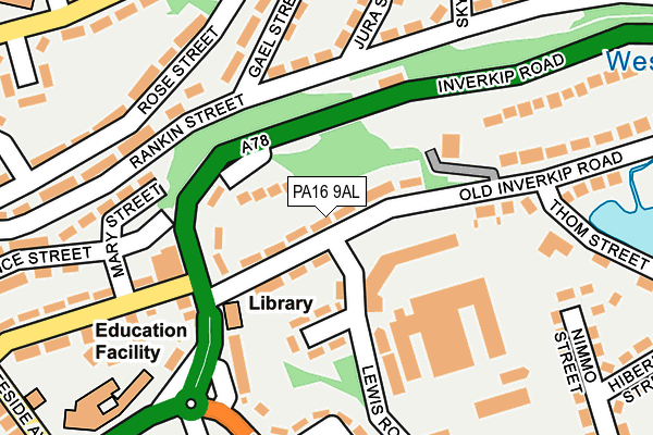 PA16 9AL map - OS OpenMap – Local (Ordnance Survey)