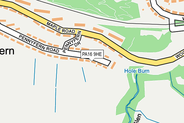 PA16 9HE map - OS OpenMap – Local (Ordnance Survey)