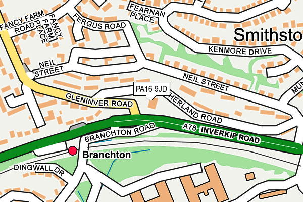 PA16 9JD map - OS OpenMap – Local (Ordnance Survey)