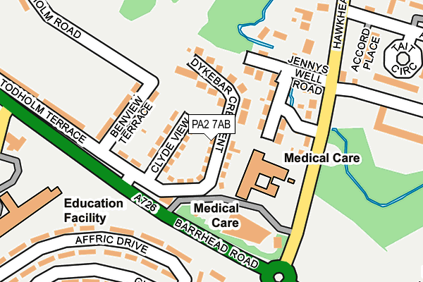 PA2 7AB map - OS OpenMap – Local (Ordnance Survey)