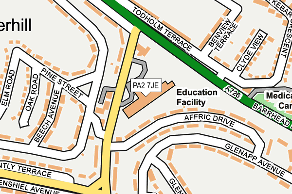 PA2 7JE map - OS OpenMap – Local (Ordnance Survey)