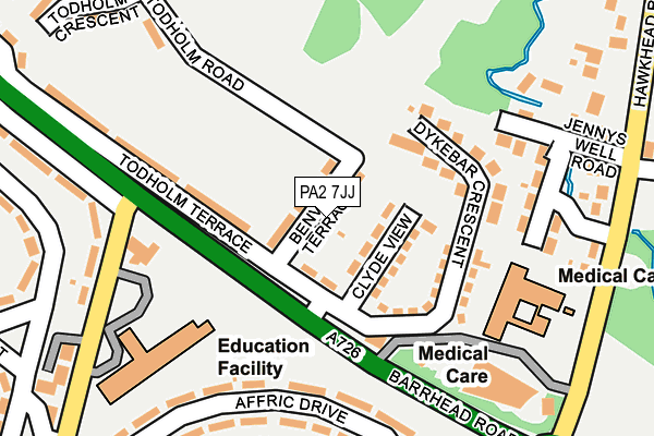 PA2 7JJ map - OS OpenMap – Local (Ordnance Survey)
