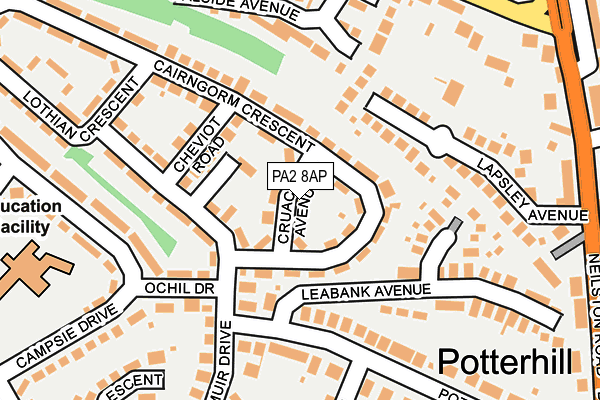 PA2 8AP map - OS OpenMap – Local (Ordnance Survey)