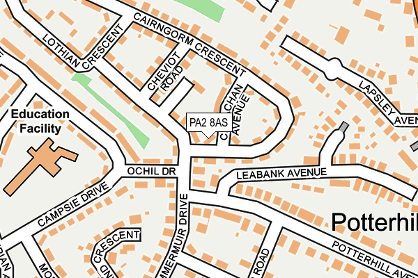 PA2 8AS map - OS OpenMap – Local (Ordnance Survey)