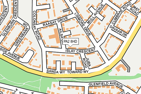 PA2 8HD map - OS OpenMap – Local (Ordnance Survey)