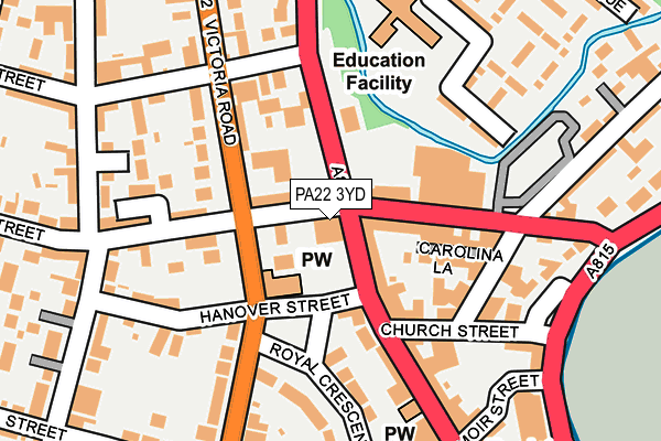 PA22 3YD map - OS OpenMap – Local (Ordnance Survey)