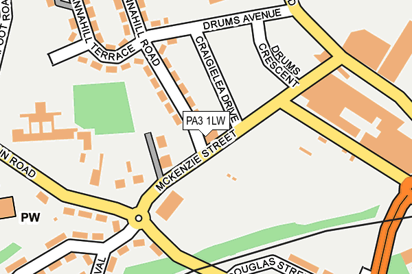 PA3 1LW map - OS OpenMap – Local (Ordnance Survey)