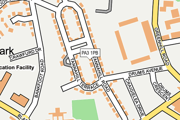 PA3 1PB map - OS OpenMap – Local (Ordnance Survey)