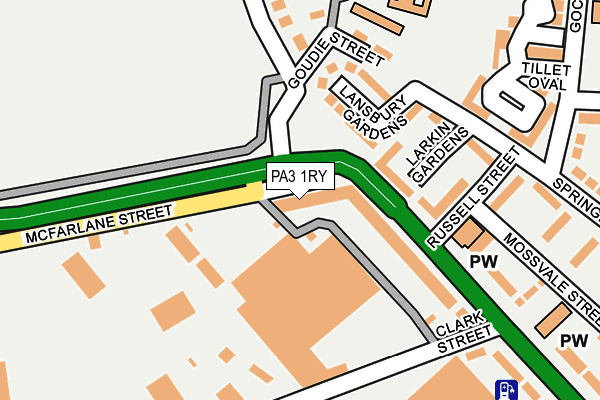 PA3 1RY map - OS OpenMap – Local (Ordnance Survey)