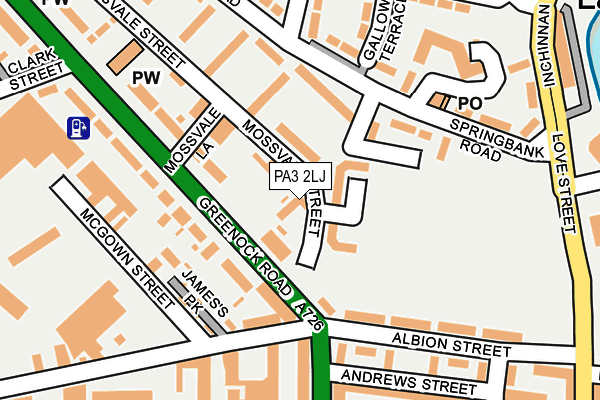 PA3 2LJ map - OS OpenMap – Local (Ordnance Survey)