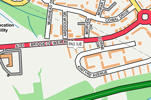 PA3 3JE map - OS OpenMap – Local (Ordnance Survey)