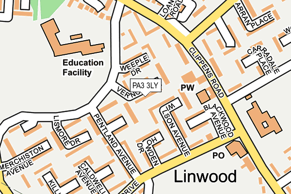 PA3 3LY map - OS OpenMap – Local (Ordnance Survey)